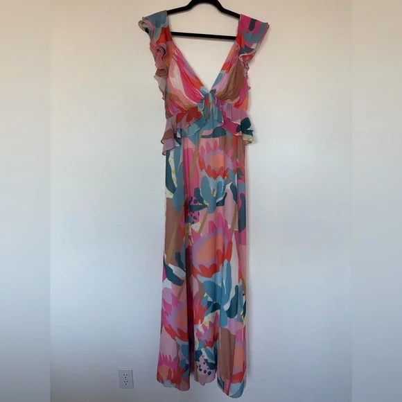 Anthropologie Hutch Rumi Colorful Floral Spring Brunch Maxi Dress Wedding M - Picture 4 of 8